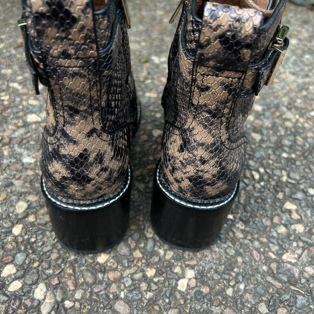 Joie Ragster Python Snakeskin Print Combat Boots … - image 7